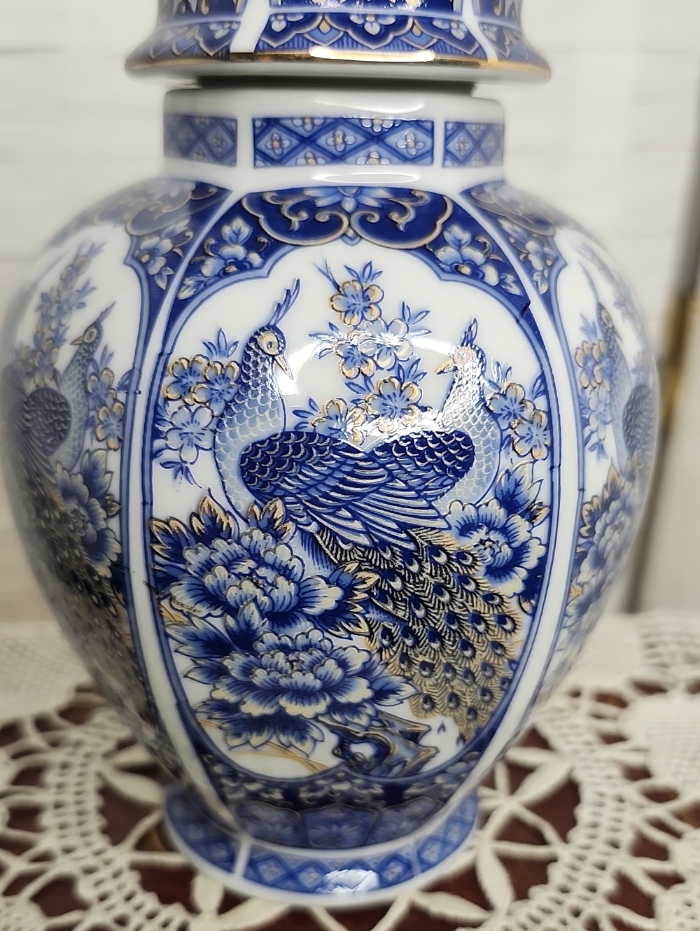 👉*VTG* JAMESTOWN CHINA "ROYAL PEACOCK" PORCELAIN GINGER JAR ~JAPAN 1983